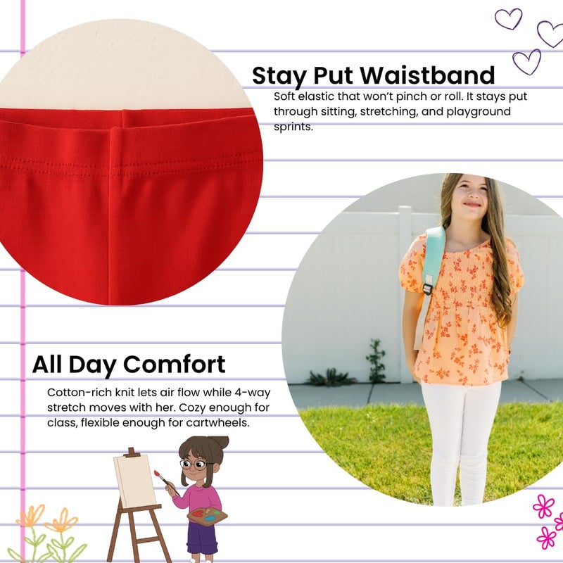 Popular Big Girl's Cotton Ankle Length Leggings - Red - 10 - Image 3